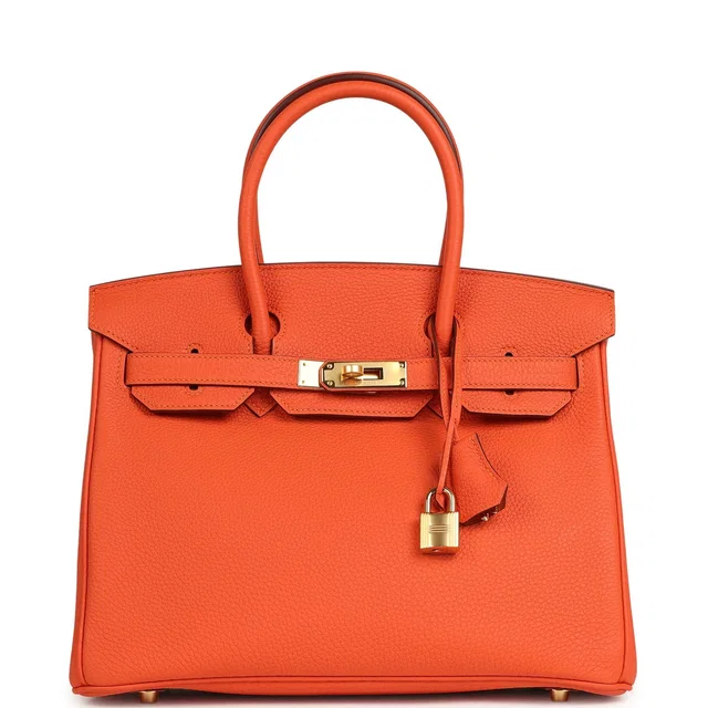 Hermès Birkin 30 Feu Togo Gold Hardware in Orange Togo leather from Madison Avenue Couture