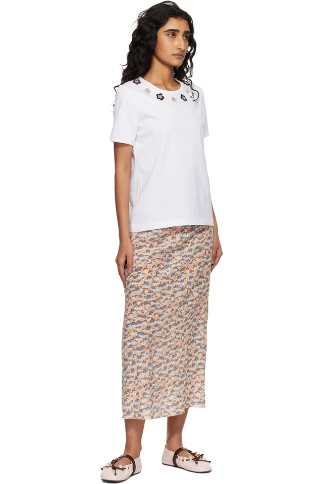 Marni Pink Crêpe de Chine Fluid Anemones Print Midi Skirt, photo 4 of 4 from SSENSE