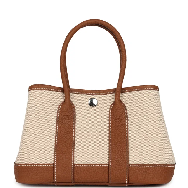 Hermès Garden Party Neo 23 Beige-Ecru Toile H Canvas and Gold Negonda Palladium Hardware in Beige Canvas from Madison Avenue Couture