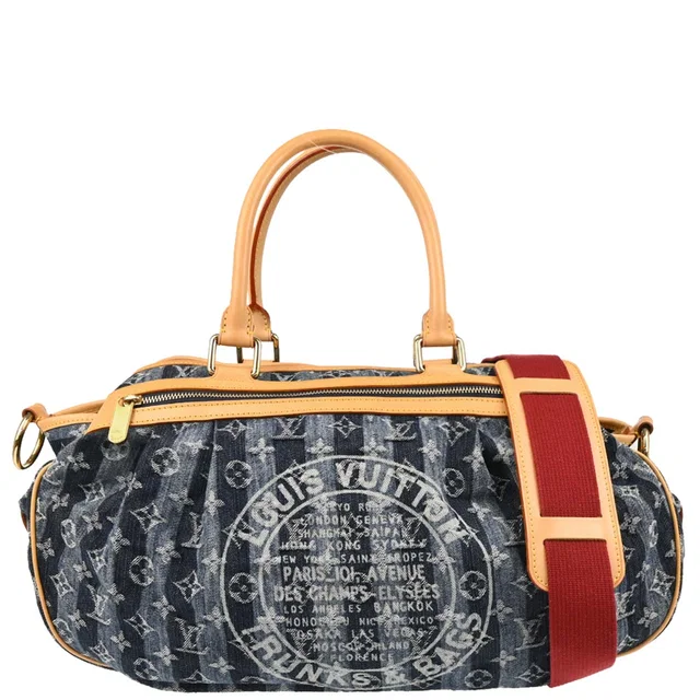 Louis Vuitton 2006 Blue Monogram Denim Cabas Raye GM 2way Shoulder Tote M95336 in Blue Denim from AMORE Vintage Tokyo