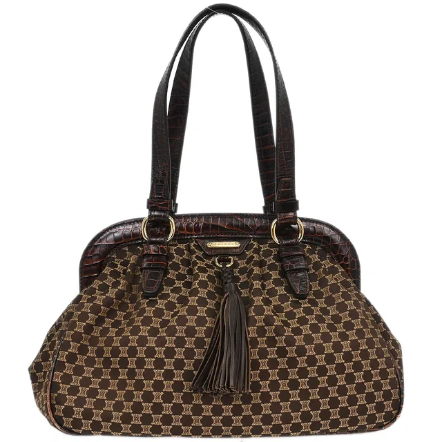 Celine Brown Macadam Handbag in Brown Canvas from AMORE Vintage Tokyo