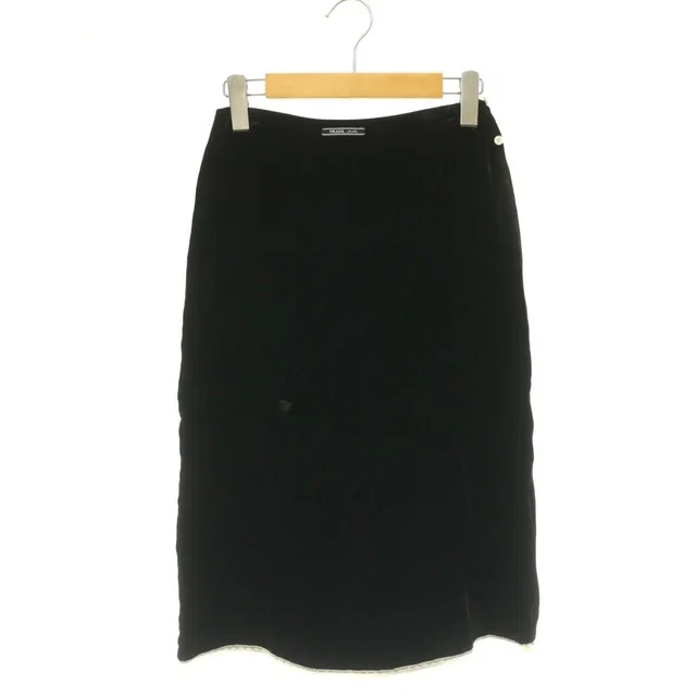 Prada Velvet Underskirt Skirt Mimore Long Semi Flare 1 Black in Black Velvet from The Reluxe