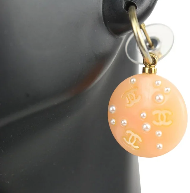 Chanel 03P Pink Pearl CC Pierce Drop Earrings in Pink from Bagriculture