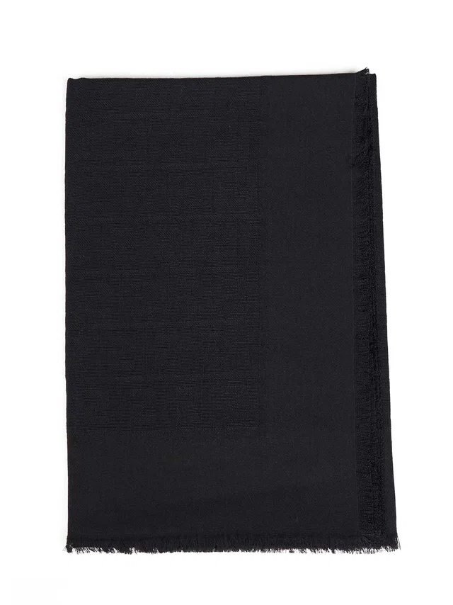 Fendi Tone-On-Tone Ff Zucca Jacquard Shawl — Black Cotton Shawls in Black Silk from HEWI