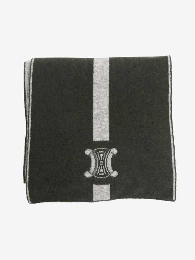 Celine Green Triomphe wool-blend scarf in Green Wool from Sign of the Times