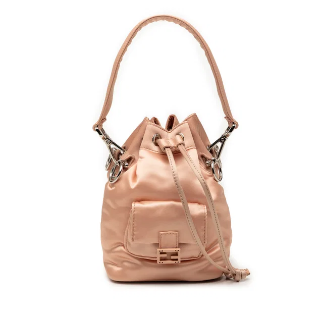 Pink Fendi Mini Satin Mon Tresor Bucket Bag Satchel in Pink Satin from Designer Revival