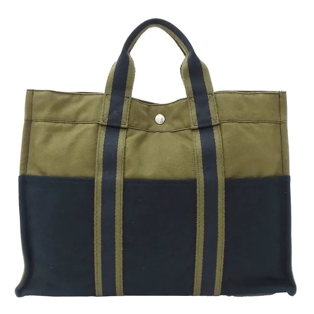 Hermès Handbag For Women And Men, Brand Tote Bag, Fourre-Tout Tote Mm, Canvas, Khaki Green, Navy in green Canvas from Grailed