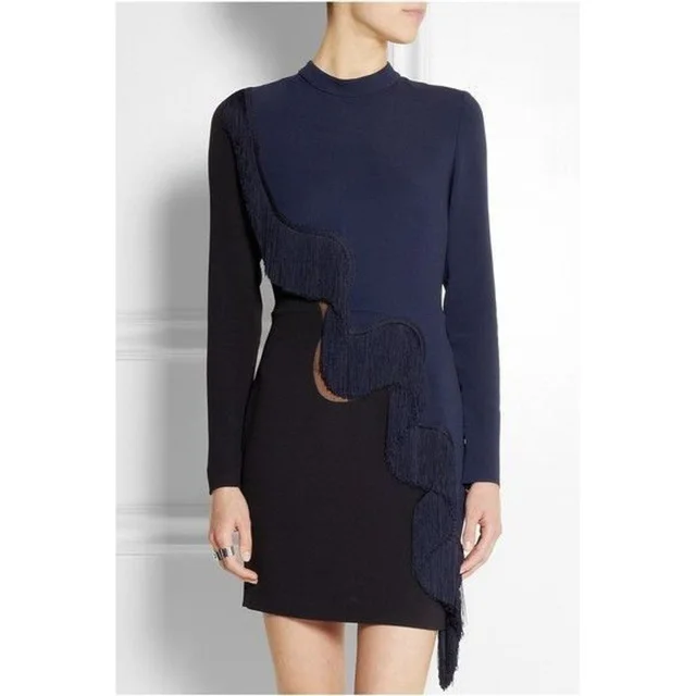 Stella McCartney Alba Fringe Indigo Wave Dress Us6, It42 in blue|black Silk from Poshmark