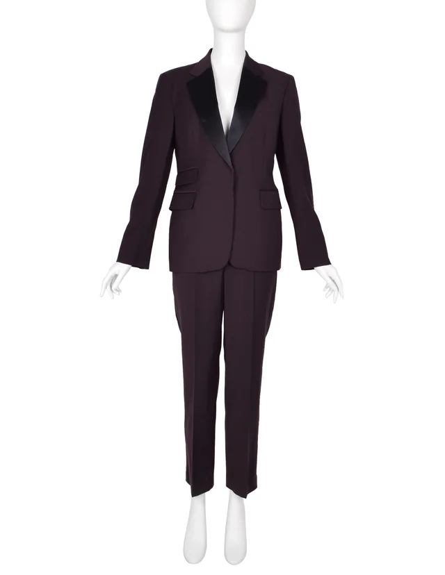 Gucci by Tom Ford Vintage SS 1998 Deepest Aubergine Two Piece Tuxedo Suit in Nylon from Amarcord Vintage Fashion