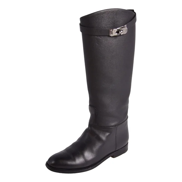 Hermès Boots Long Jumping Kelly Gold in Gold Leather from The Reluxe