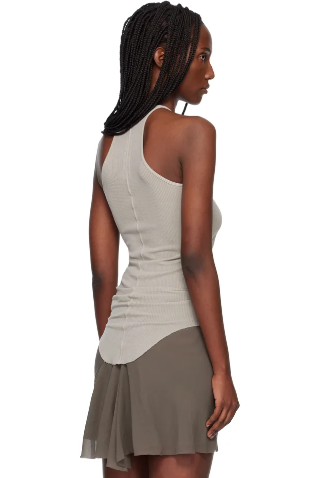 Rick Owens Off-White Temple Basic Rib Tank Top, photo 3 of 4 from SSENSE