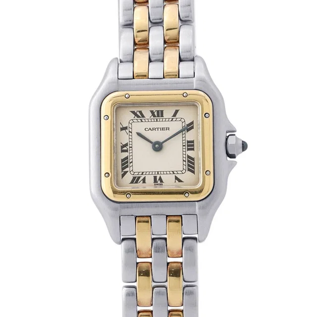 Cartier Panthere 2 Row SM Watch Ivory Dial Quartz Vintage in White from The Reluxe
