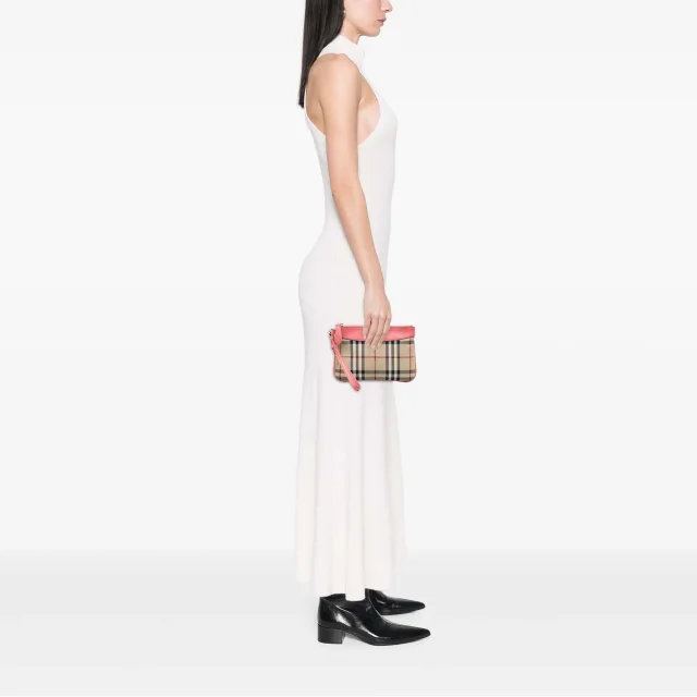 Beige Burberry Haymarket Check Nylon Peyton Clutch in Beige Nylon from Designer Revival, photo 7 of 7