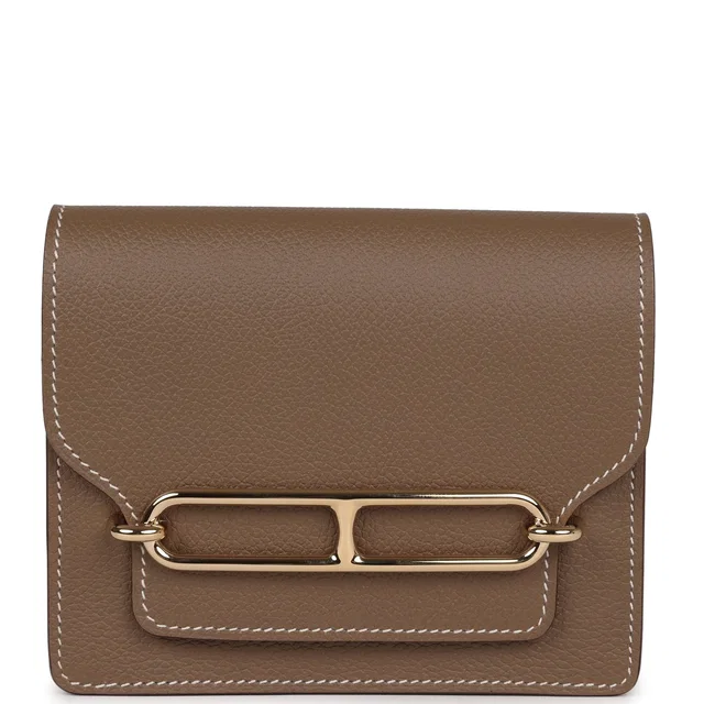 Hermès Roulis Slim Wallet Etoupe Evercolor Gold Hardware in Taupe Goatskin from Madison Avenue Couture