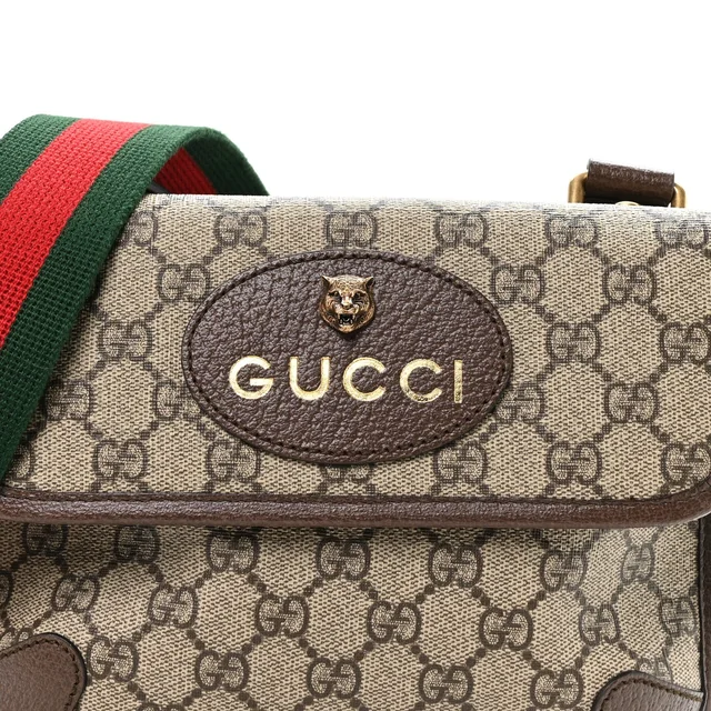 Gucci GG Supreme Monogram Web Small Neo Vintage Double Flap Messenger Bag Beige New Acero in Beige Coated canvas from FASHIONPHILE, photo 8 of 11