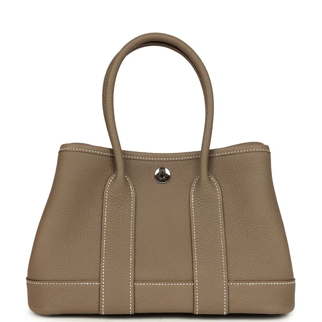 Hermès Garden Party Neo 23 Etoupe Negonda Palladium Hardware in Taupe Leather from Madison Avenue Couture