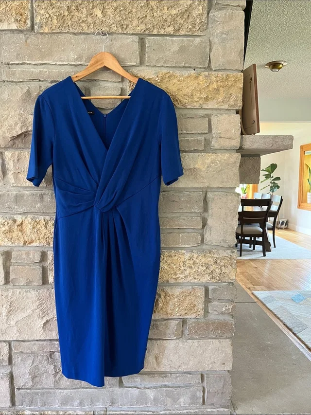 Escada Bold Cobalt Blue Twist-Front Midi Dress Size 42 (Us 10-12) in blue from Poshmark