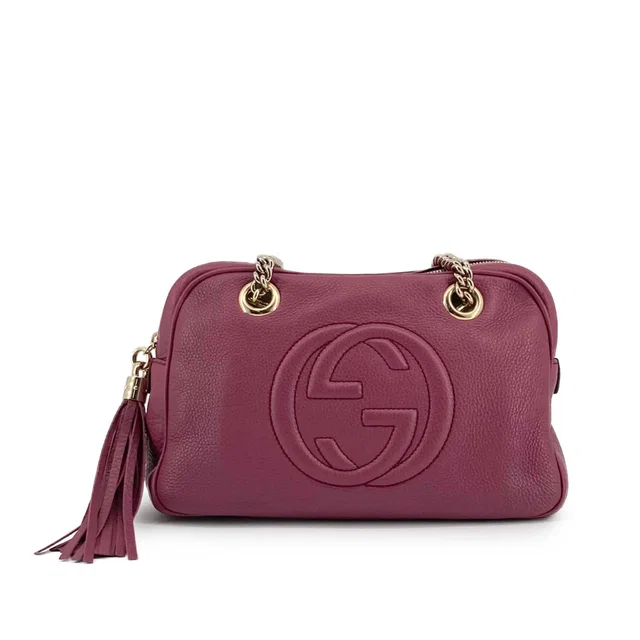 Purple Gucci Calfskin Soho Chain Zip Shoulder Bag in Purple Calfskin from Designer Revival