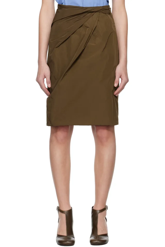 Bally Brown Drape Midi Skirt from SSENSE, photo 1 of 1