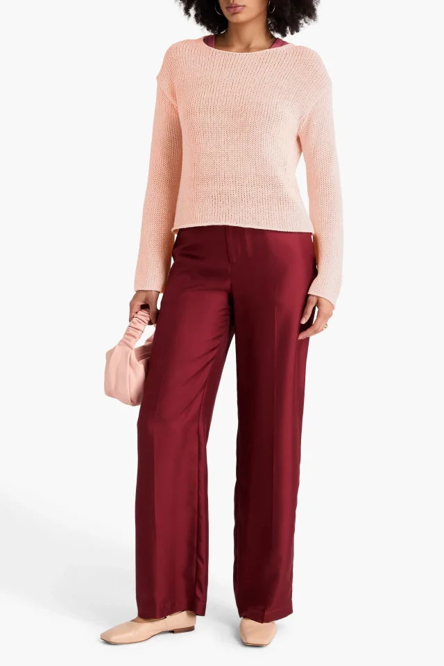 Vince Cotton-Blend Crew Neck Sweater in Pink, photo 2 of 4 from THE OUTNET