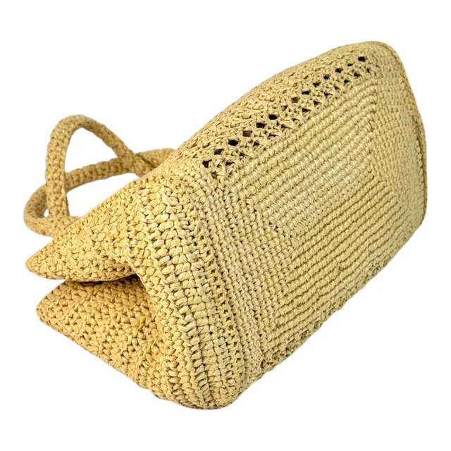 Miu Miu Neutral Raffia Crochet Tote Bag in Raffia from Luxury Promise, photo 6 of 7
