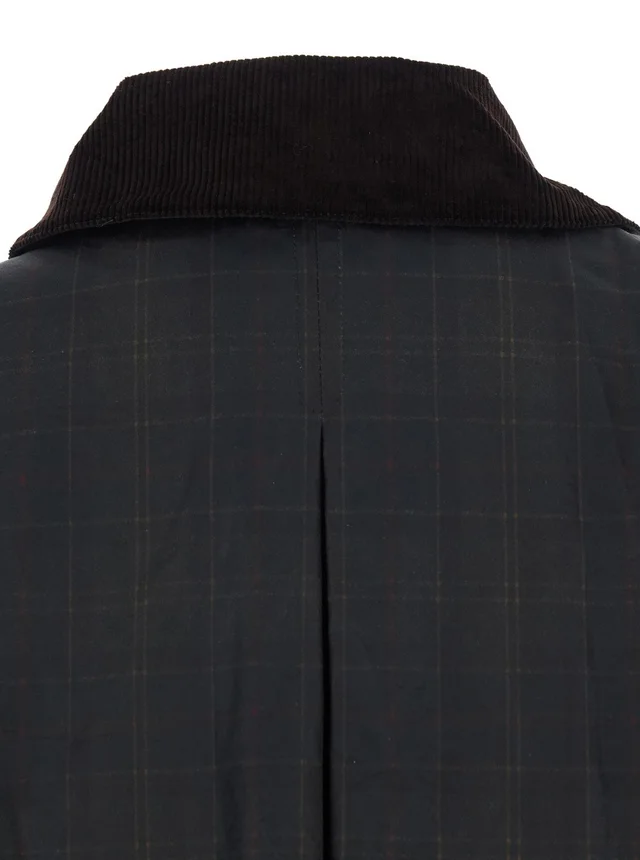 Barbour 'Duffle' Dark Brown Jacket with All-Over Stripes and Logo Patch on the Front in Waxed Cotton Woman in Brown 100% WAXED COTTON, photo 8 of 8 from Gaudenzi Boutique