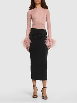 16arlington Draped Long Skirt in 95% Polyester, 5% Spandex, photo 2 of 5 from LUISAVIAROMA