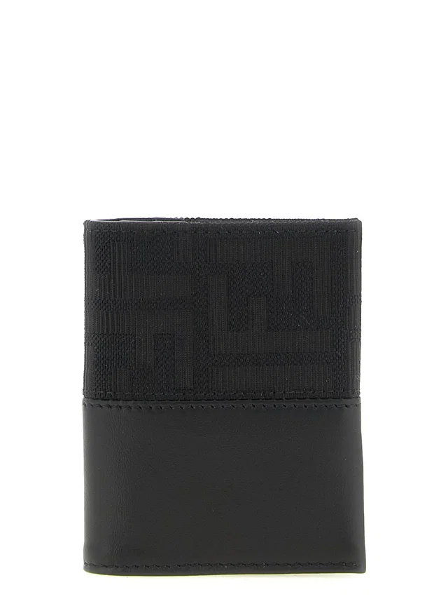 Fendi Ff Zucca Jacquard Card Case — Black Smooth Leather Exterior Cases in Black Leather from HEWI