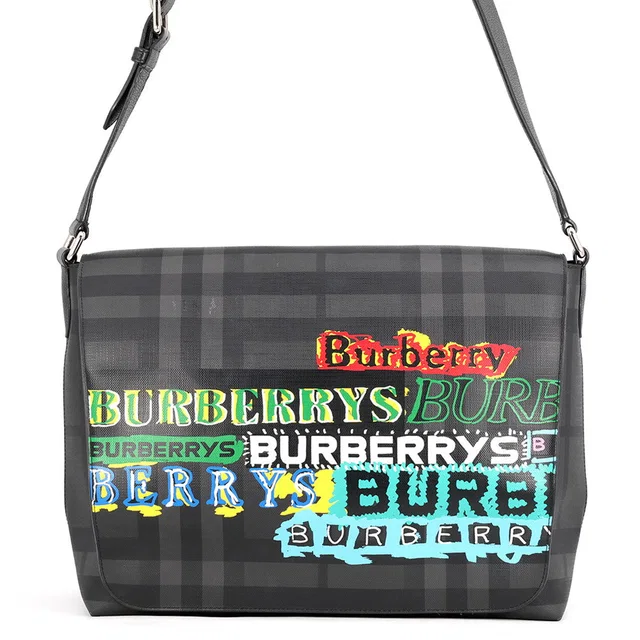 Burberry Nova Check Messenger Bag Black/Multicolor4074998 PVC Leather in Black Leather from GALLERY RARE