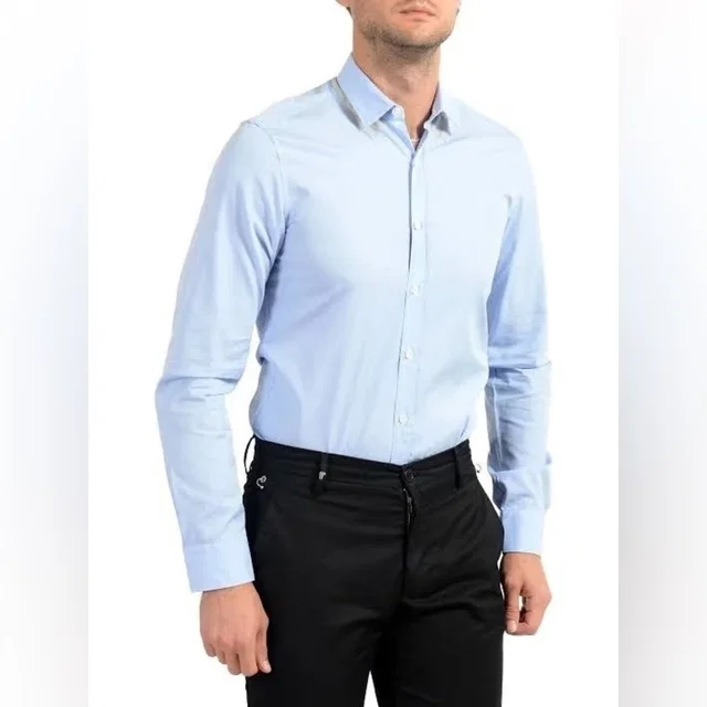 Lanvin Men's Light Blue Long Sleeve Dress Shirt Size 17 Made In Italy in blue from Poshmark