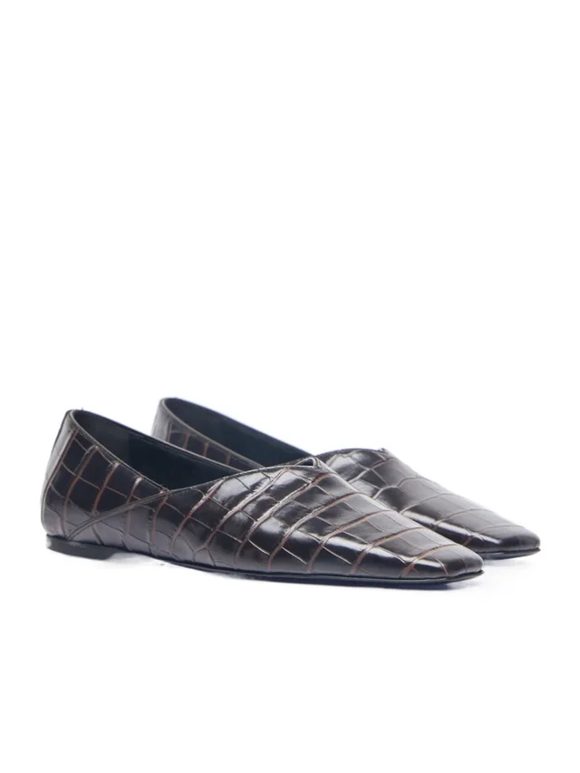 TOTEME Totme Croc Effect The Everday Pointed-Toe Leather Flats Size 38 (Us 8) in brown|red Crocodile from Poshmark
