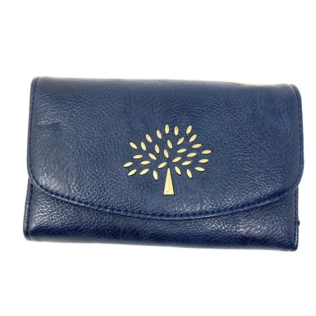 Mulberry Blue Leather Long Wallet Purse Gold Hardware Iconic Tree Logo in blue|gold Leather from Poshmark, photo 1 of 1