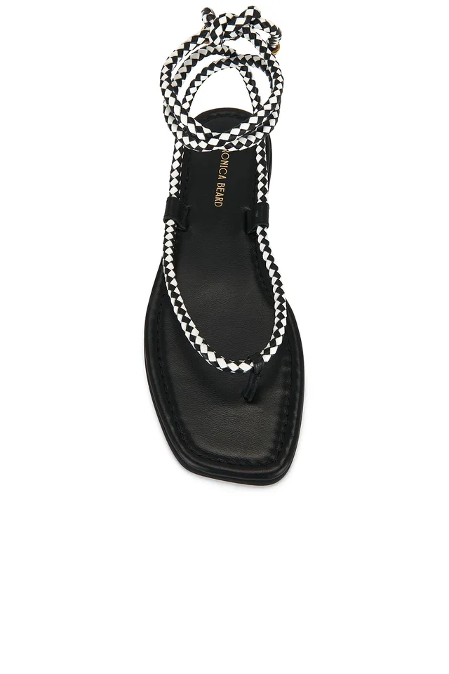 Veronica Beard Carmina Woven Cord Sandal in Black & Coconut, photo 4 of 5 from REVOLVE (Canada)