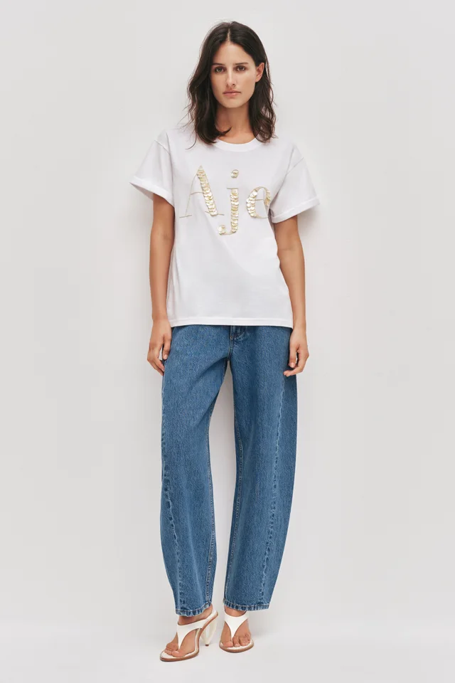 AJE Pippa Pearl Logo Tee in White from Aje, photo 1 of 1