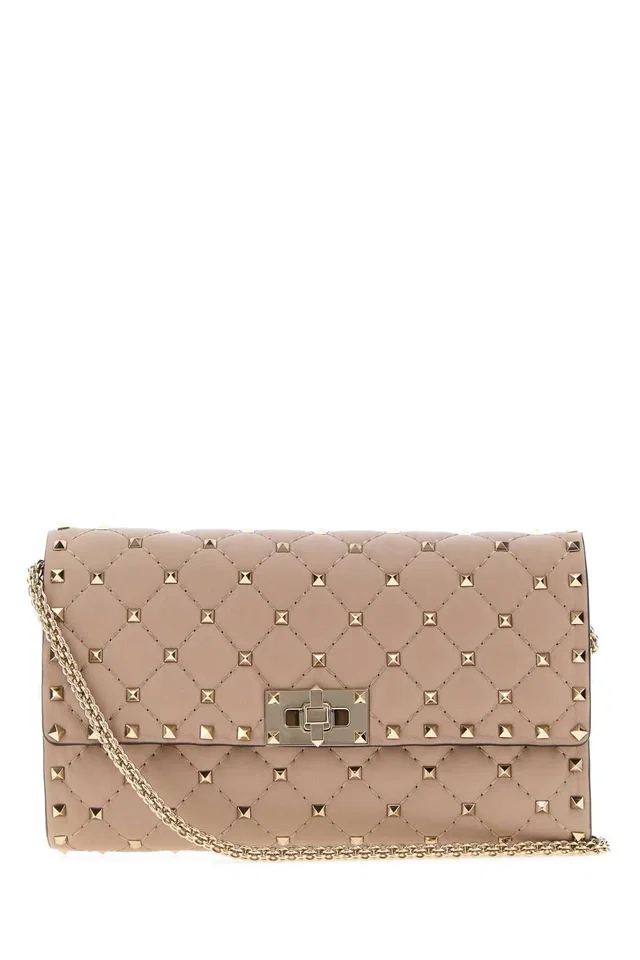 Valentino Garavani Rockstud Shoulder Bag — Pink in Pink Lambskin from HEWI