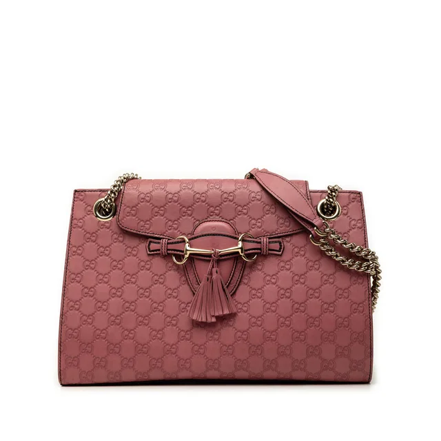 Pink Gucci Large Guccissima Emily Shoulder Bag in Pink Leather from Designer Revival