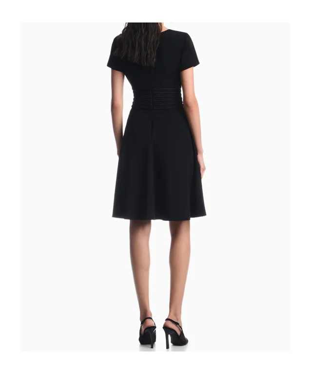 Emporio Armani Dress in techno cady with a pleated waist and short sleeves, photo 8 of 9 from SENSER