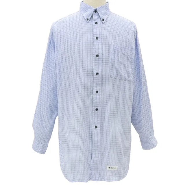 Celine Check Pattern Macadam Embroidered Shirt Light Blue in Blue from VINTAGE QOO TOKYO