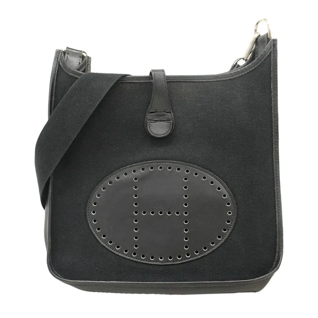 Hermès Shoulder Bag Evelyne Toile Officier Black Silver in Black from The Reluxe