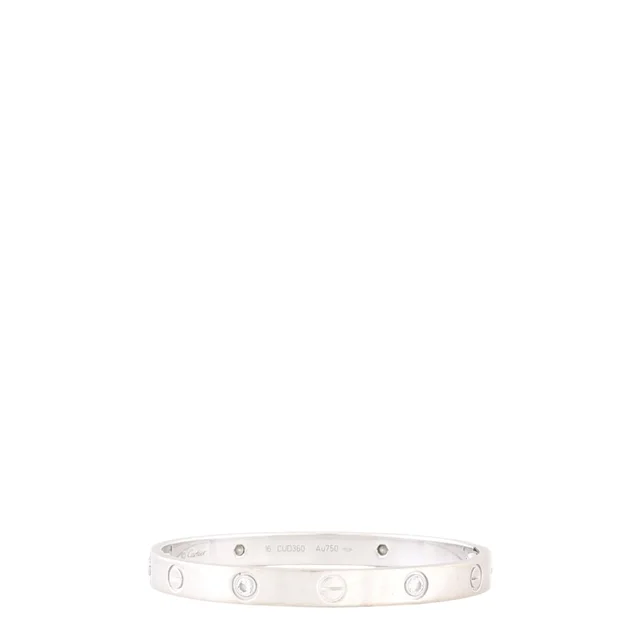Cartier Classic Love 18k White Gold 4 Diamond Bracelet in White from Luxe.It.Fwd