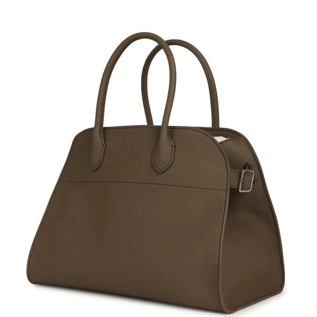 The Row Soft Margaux 12 Bag Smoked Taupe Calfskin Silver Hardware in Taupe Calfskin from Madison Avenue Couture, photo 5 of 12