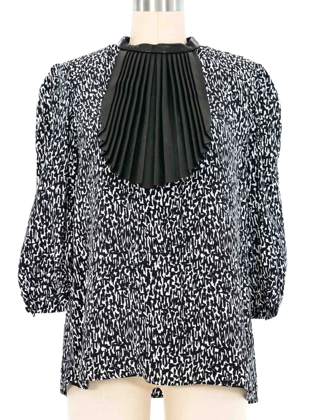 2012 Saint Laurent Leather Bib Silk Top in Silk from Arcade Vintage