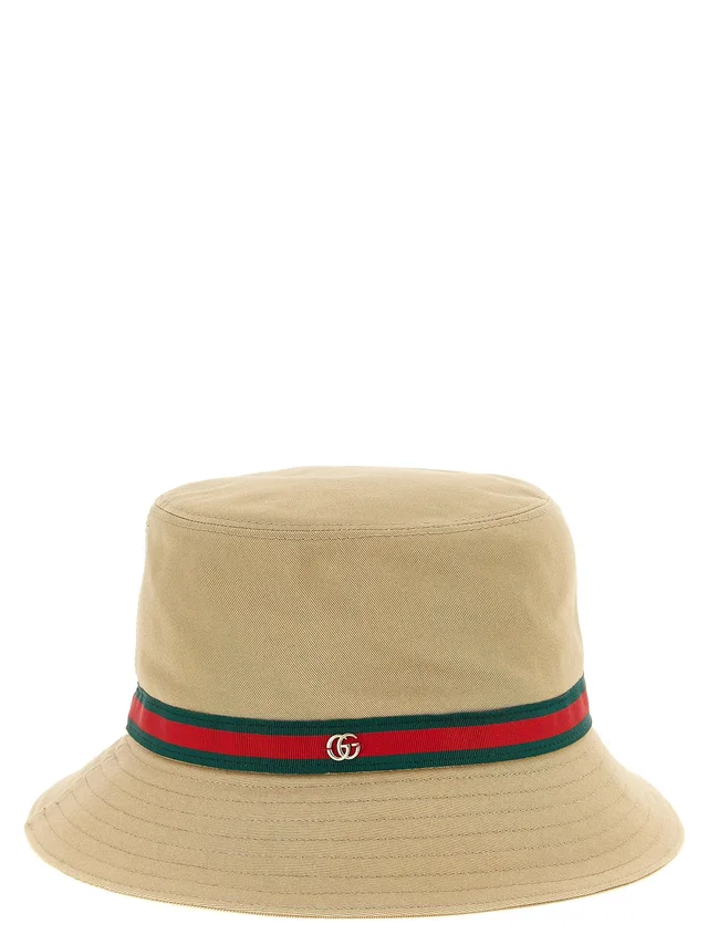 Gucci Web Tape Grosgrain Bucket Hat — Beige in Beige from HEWI