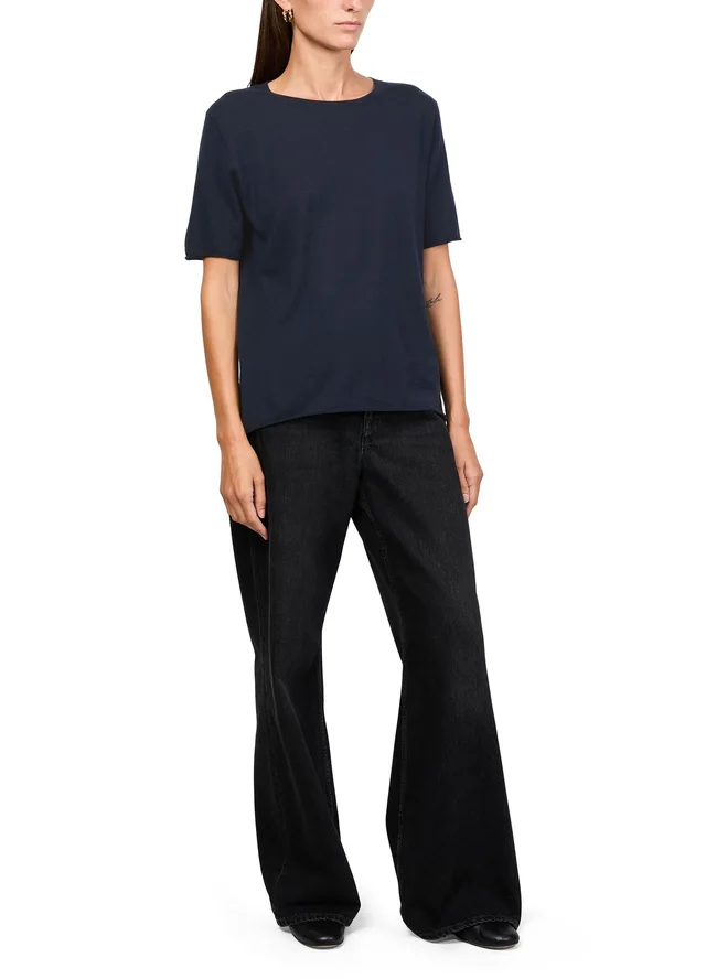 LISA YANG Ari short sleeves cashmere t-shirt in Blue 100% cashmere, photo 2 of 6 from 24S (US)