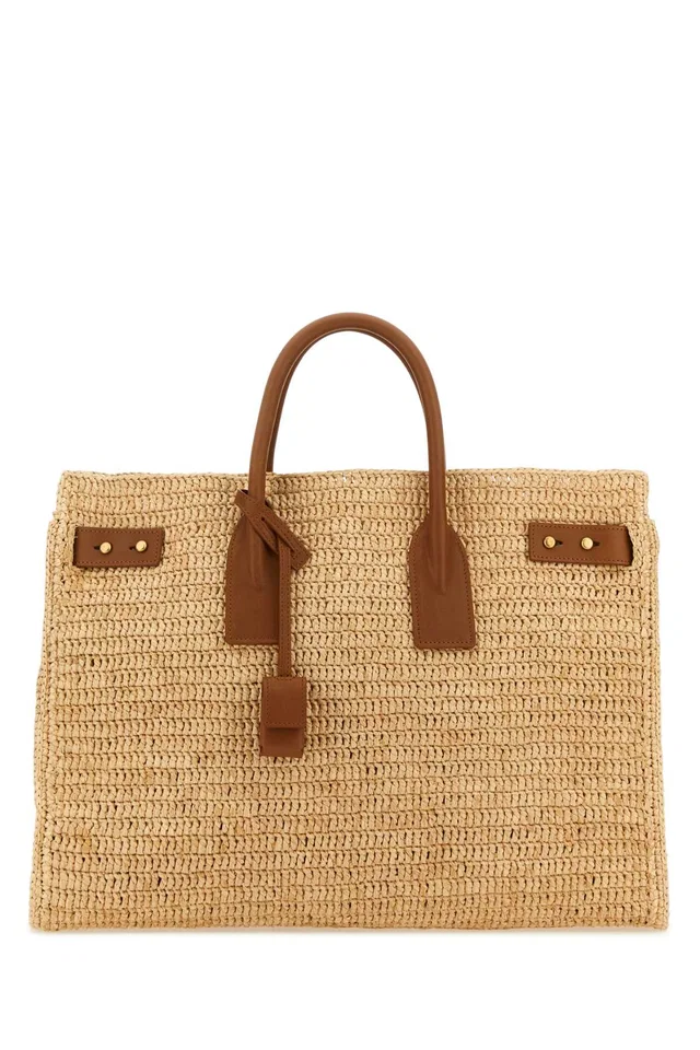 Saint Laurent Sac Tote Bag — Beige in Beige Woven leather from HEWI