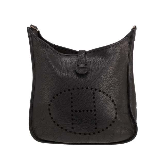 Hermès Evelyne 29 cm shoulder bag in black buffalo leather in Black Leather from Collector Square, photo 2 of 4