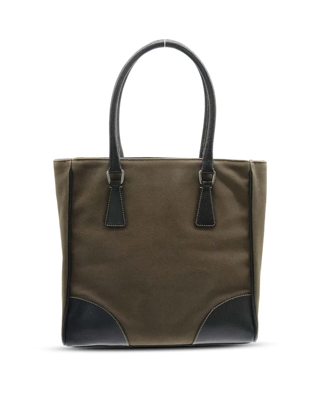 Prada Canvas and Cinghiale Leather Tote Bag C357750 in Canvas from Luxury Promise, photo 2 of 12