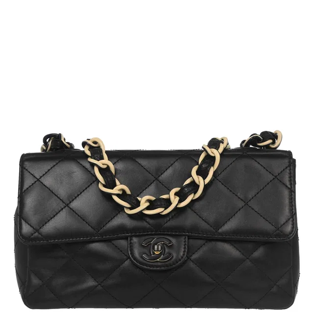 Chanel 2000-2002 Black Lambskin Acrylic Chain Shoulder Bag in Black Lambskin from AMORE Vintage Tokyo