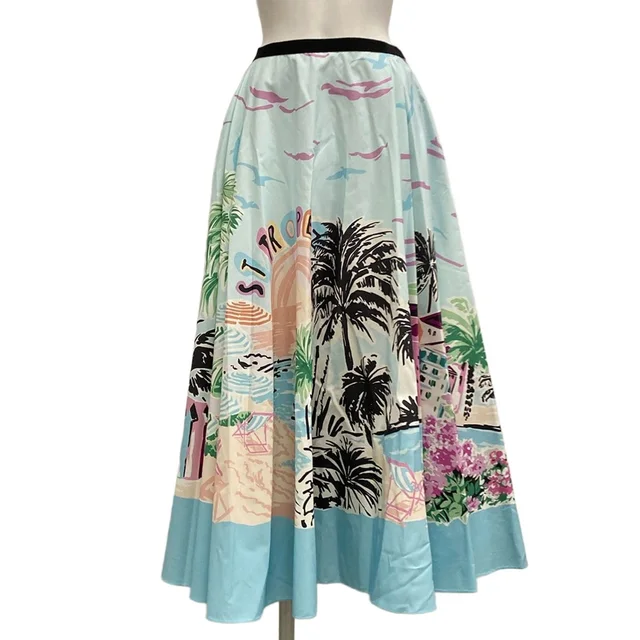 Dior Long Skirt I Light Blue Purple Multi 42 in Blue Silk from The Reluxe