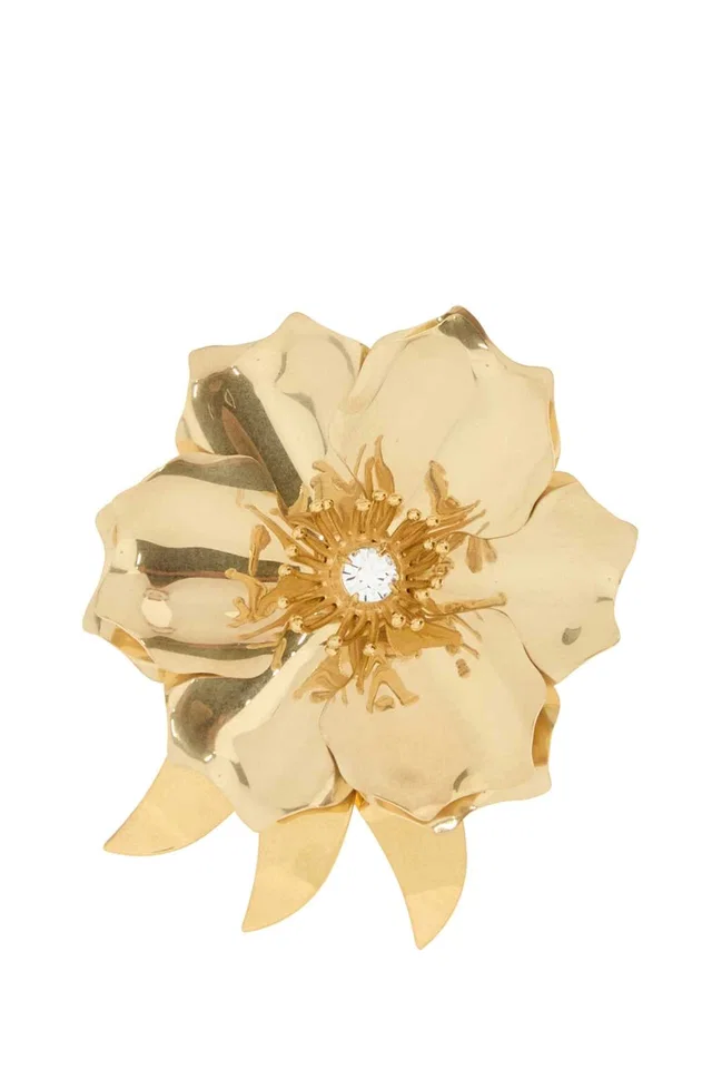 Miu Miu Gold Metal Pin Oro+crystal Ottone-Imitationcrystal Spille Accessory in Gold from HEWI